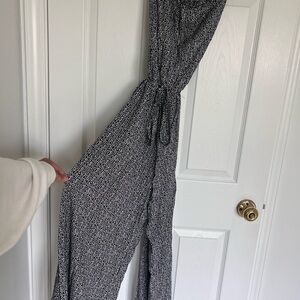 Express Black and White Jumpsuit with Tie Waist
